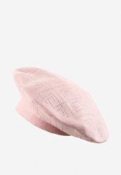Jasnoróżowa Czapka Beret z Geometrycznym Wzorem z Cyrkoniami Holindia. Czerwone czapki i kapelusze damskie Renee, bez wzorów, klasyczne. Za 39.99 zł.