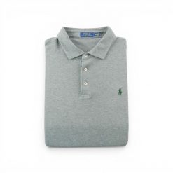 Second life - Koszulka polo męska z krótkim rękawem szara - Jak nowy. Szare koszulki polo męskie Ralph Lauren, m, bez wzorów, z jeansu, eleganckie, bez ramiączek. Za 127.76 zł.