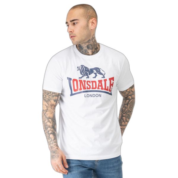 Koszulka Lonsdale Lion Two Tone Regular Fit. Niebieskie koszulki sportowe męskie Lonsdale, xl, bez wzorów, z bawełny, bez kołnierzyka, bez ramiączek, na fitness i siłownię. Za 120.00 zł.