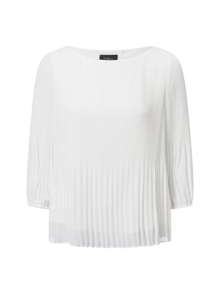 S.Oliver BLACK LABEL Bluzka Kobiety biały, 40. Białe bluzki damskie s.Oliver BLACK LABEL, s, bez wzorów, z syntetyku, eleganckie, bez kołnierzyka, bez ramiączek. Za 349.95 zł.
