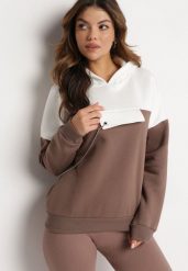 Brązowa Bluza z Kapturem i Ozdobnym Łańcuszkiem Umabelle. Brązowe bluzy damskie Born2be, bez wzorów, z bawełny, z kapturem. Za 99.99 zł.