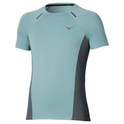 Koszulka do biegania męska Mizuno Active DryAeroFlow Tee. Szare koszulki sportowe męskie Mizuno, m, bez wzorów, z materiału, bez kołnierzyka, bez ramiączek, do biegania. Za 229.99 zł.