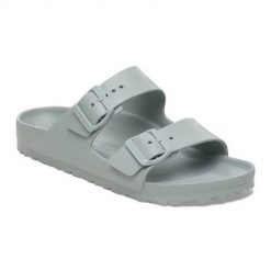 Klapki damskie Birkenstock Arizona Eva Pure Sage. Zielone kapcie damskie Birkenstock, bez wzorów, z materiału, bez obcasa. Za 358.00 zł.