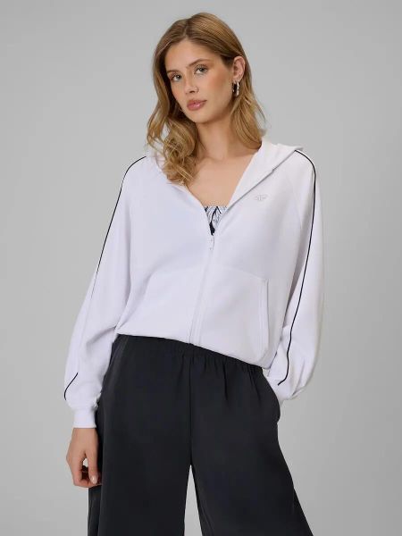 Bluza dresowa regular z kapturem damska 4F 4FRSS26TSWSF2990. Czerwone bluzy damskie 4f, l, bez wzorów, z dresówki, z kapturem. Za 172.99 zł.