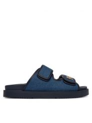 Tommy Hilfiger Klapki Double Strap Denim Sandal FW0FW09123 Niebieski. Niebieskie klapki damskie Tommy Hilfiger, bez wzorów, z denimu, bez obcasa. Za 489.99 zł.