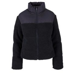 Krótka Ocieplana Kurtka Damska Sherpa. Czarne kurtki damskie Urban Classics, l, bez wzorów, z puchu, bez kaptura. Za 286.99 zł.