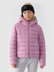 4F Kurtka puchowa z wypełnieniem syntetycznym dziewczęca - różowa 158 (12-13 lat). Czerwone kurtki i płaszcze dla dziewczynek 4f, bez wzorów, z dzianiny, z kapturem. W wyprzedaży za 99.99 zł.