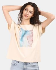Damska bawełniana koszulka Kilpi JERSIE-W. Brązowe t-shirty damskie Kilpi, bez wzorów, z bawełny, bez kołnierzyka. Za 91.56 zł.