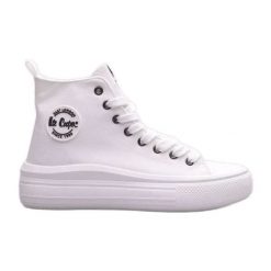 Buty Lee Cooper W LCW-23-44-1627L białe. Białe trampki i tenisówki damskie bez wzorów, z materiału, bez zapięcia. Za 190.98 zł.