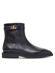 Calvin Klein Botki Square Ankle Boot Lth Mg Hdw HW0HW03186 Brązowy ciemny. Brązowe botki damskie Calvin Klein, ze skóry, bez obcasa, na płaskiej podeszwie, bez zapięcia. Za 749.99 zł.