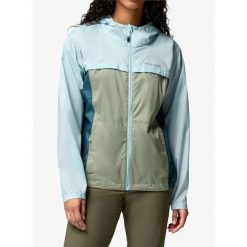 Kurtka przeciwwiatrowa damska Columbia Crested Canyon Windbreaker. Niebieskie kurtki damskie Columbia, bez wzorów, z softshellu, bez kaptura, trekkingowe. Za 326.49 zł.