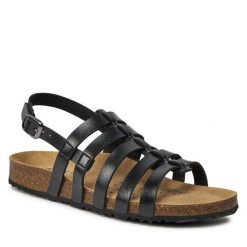 Sandały Geox. Czarne klapki damskie Geox, bez wzorów, bez obcasa, na płaskiej podeszwie, bez zapięcia. Za 349.99 zł.