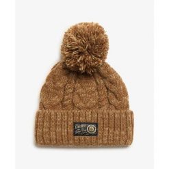 Gruba czapka w warkoczowym splocie damska Superdry. Brązowe czapki i kapelusze damskie Superdry., na zimę, bez wzorów, z dzianiny. W wyprzedaży za 133.85 zł.