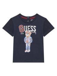 Guess T-Shirt N5YI22 K8HM4 Granatowy Regular Fit. Niebieskie t-shirty dla chłopców Guess, z aplikacjami, z bawełny, bez ramiączek. Za 59.99 zł.