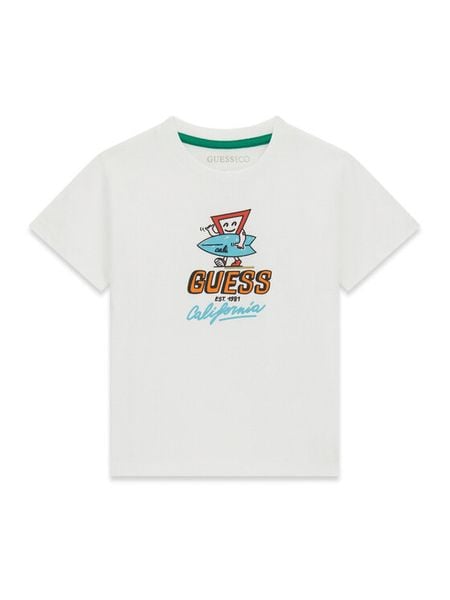 Guess T-Shirt N6GI12 K8HM4 Biały Regular Fit. Białe t-shirty dla chłopców Guess, z aplikacjami, z bawełny, bez ramiączek. Za 74.99 zł.