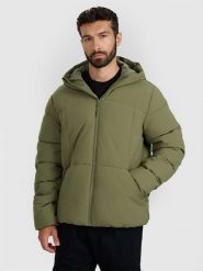 4F Kurtka puchowa z wypełnieniem syntetycznym męska - oliwkowa/khaki XXL. Brązowe kurtki sportowe męskie 4f, na zimę, m, bez wzorów, z dzianiny. Za 399.99 zł.