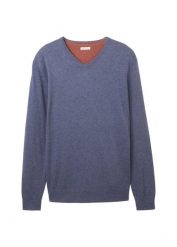 Cienki sweter z bawełny Tom Tailor. Niebieskie swetry przez głowę męskie bonprix, m, bez wzorów, z bawełny, bez kołnierzyka. Za 129.99 zł.