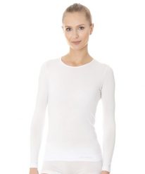 Koszulka damska z długim rękawem Brubeck COMFORT COTTON. Białe t-shirty damskie Brubeck, m, bez wzorów, z bawełny, bez kołnierzyka. Za 89.99 zł.