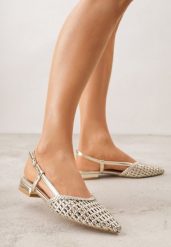 Złote Sandały z Plecioną Cholewką Triscan. Żółte sandały damskie Renee, bez wzorów, bez obcasa, na płaskiej podeszwie, bez zapięcia. Za 119.99 zł.