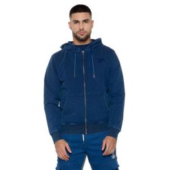 Bluza z bawełna z kaptur na czas wolny na co dzień. Niebieskie bluzy męskie LEONE 1947 APPAREL, bez wzorów, z bawełny, bez kaptura. W wyprzedaży za 206.29 zł.