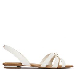 Sandały Aldo. Białe sandały damskie Aldo, bez wzorów, bez obcasa, na płaskiej podeszwie, bez zapięcia. Za 249.99 zł.