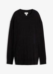 Miękki sweter ciążowy z rozcięciami po bokach z bawełny organicznej. Czerwone swetry damskie bonprix, bez wzorów, z bawełny, bez kołnierzyka, moda ciążowa, bez ramiączek, bez kaptura. Za 129.99 zł.