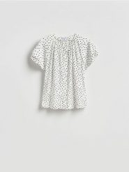 Bawełniana bluzka - wielobarwny. Bluzki damskie Reserved, l, bez wzorów, z bawełny, bez kołnierzyka, bez ramiączek. Za 99.99 zł.