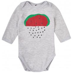 Garnamama Body Dziecięce Z Arbuzem I Pestkami 68 Szare. Szare body niemowlęce Garnamama, z nadrukiem, z długim rękawem. Za 33.00 zł.