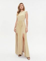 Rinascimento Sukienka wieczorowa CFC0115306003 Złoty Regular Fit. Żółte sukienki damskie Rinascimento, xs, bez wzorów, z syntetyku, wizytowe, bez kołnierzyka, bez ramiączek. Za 449.99 zł.