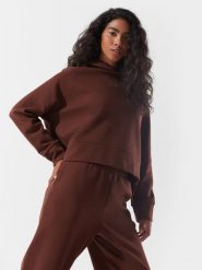 4F Bluza dresowa z bawełną organiczną damska 4F x Anna Lewandowska XL. Brązowe bluzy damskie 4f, xl, bez wzorów, z bawełny, z kapturem. W wyprzedaży za 169.99 zł.