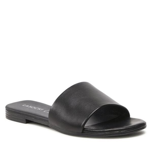 Klapki Lasocki. Czarne klapki damskie Lasocki, bez wzorów, bez obcasa. Za 69.99 zł.
