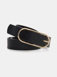 Pasek z podłużną klamrą - czarny. Czarne paski damskie Sinsay, bez wzorów. Za 15.99 zł.