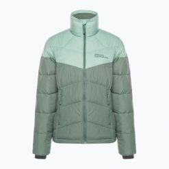 Kurtka puchowa damska Jack Wolfskin Herzberg Down. Zielone kurtki sportowe damskie Jack Wolfskin, s, bez wzorów, z puchu, bez kaptura, trekkingowe. Za 449.99 zł.