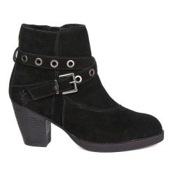 Botki Emu Australia ZLN 0565, skóra zamszowa, czarne. Czarne botki damskie JP AUSTRALIA, na zimę, z materiału, bez obcasa, bez zapięcia. Za 486.99 zł.