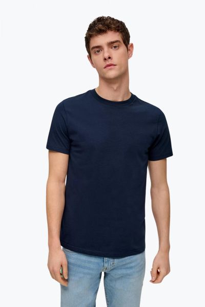 T-shirty QS Basic. Niebieskie t-shirty męskie S.Oliver, l, bez wzorów, z bawełny, eleganckie, bez kołnierzyka. Za 88.00 zł.