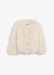 Kurtka oversize ze sztucznego futerka. Białe kurtki damskie bonprix, bez wzorów, bez kaptura. Za 379.99 zł.