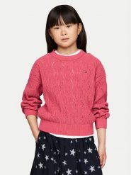 Tommy Hilfiger Sweter Chenille KG0KG08153 Różowy Regular Fit. Czerwone swetry dla dziewczynek Tommy Hilfiger, bez wzorów, z syntetyku, bez kołnierzyka, bez ramiączek, bez kaptura. Za 189.99 zł.