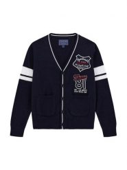 Guess Kardigan L5YR05 Z0140 Granatowy Regular Fit. Niebieskie swetry dla chłopców Guess, z aplikacjami, z bawełny, bez kołnierzyka, bez kaptura. Za 150.00 zł.
