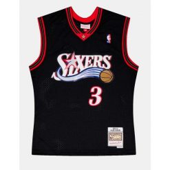 Koszulka NBA Philadelphia 76ers Allen Iverson. Czarne koszulki sportowe męskie Mitchell & Ness, m, bez wzorów, bez kołnierzyka, bez ramiączek, do koszykówki. Za 466.50 zł.