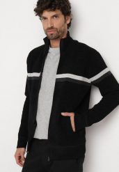 Czarny Sweter z Wełną i Stójką Zapinany na Suwak Naivone. Czarne kardigany męskie Born2be, m, z aplikacjami, z jeansu, eleganckie. Za 89.99 zł.