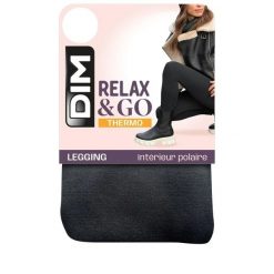 Damskie legginsy termalne z polaru DIM Relax&Go. Czarne legginsy damskie DIM, l, bez wzorów, z materiału. Za 129.50 zł.