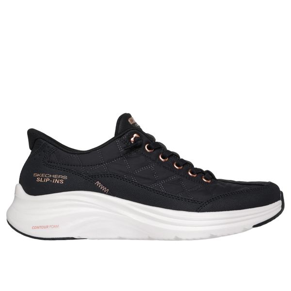 Sneakersy damscy Skechers Contour Foam golden hour. Czarne obuwie sportowe damskie Skechers, bez wzorów. Za 369.99 zł.
