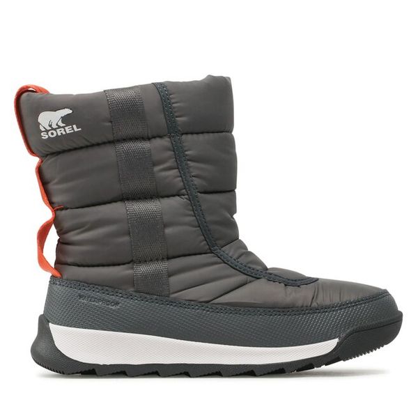 Śniegowce Sorel. Szare buty zimowe chłopięce Sorel, bez wzorów, bez zapięcia. Za 439.00 zł.