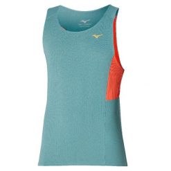 Damski tank top Mizuno Active Dryaeroflow Tank. Niebieskie koszulki sportowe damskie Mizuno, bez wzorów, bez kołnierzyka, bez ramiączek, do biegania. Za 204.50 zł.