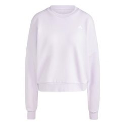 Bluza damska adidas Essentials Small Logo - luźny krój, lekko ocieplona. Fioletowe bluzy damskie Adidas, xl, bez wzorów, z bawełny, bez kaptura. Za 153.99 zł.