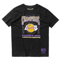 Koszulka Los Angeles Lakers. Czarne koszulki sportowe męskie Mitchell & Ness, bez wzorów, bez kołnierzyka, bez ramiączek, do koszykówki. Za 252.50 zł.