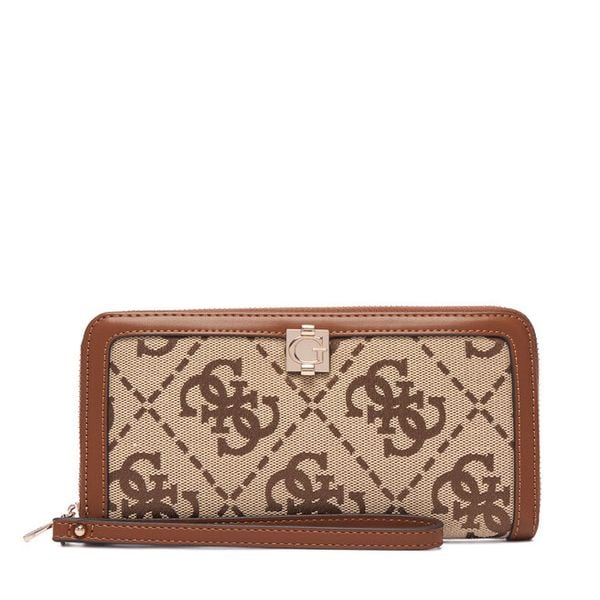Portfel Guess. Brązowe portfele damskie Guess, z aplikacjami. Za 264.99 zł.