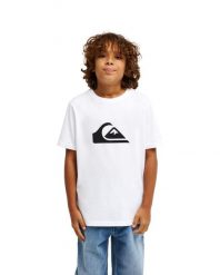 Koszulka z krótkim rękawem dla Chłopcy EV COMP LOGO Biały. Białe t-shirty dla chłopców Quiksilver, bez wzorów, z bawełny, bez ramiączek. Za 59.99 zł.