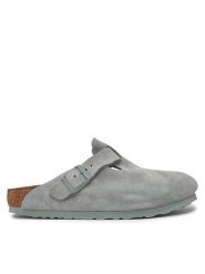 Birkenstock Klapki Boston zamsz 1029214 Szary. Szare klapki damskie Birkenstock, bez wzorów, ze skóry, bez obcasa. Za 459.99 zł.