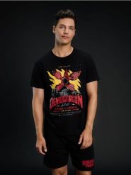 Piżama dwuczęściowa z nadrukiem Stranger Things - czarny. Czarne piżamy męskie Sinsay, l, bez wzorów, bez ramiączek. Za 49.99 zł.